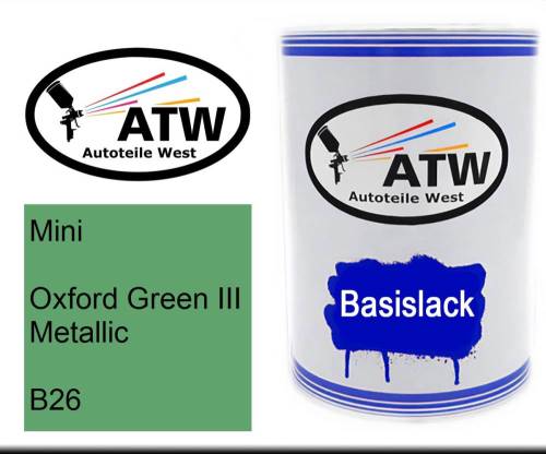 Mini, Oxford Green III Metallic, B26: 500ml Lackdose, von ATW Autoteile West.